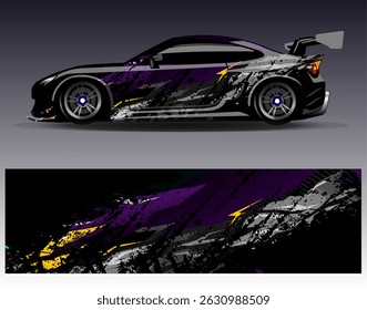 Car wrap design vector. Graphic abstract stripe racing background designs for vehicle, rally, race, adventure and car racing livery