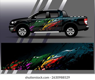 Car wrap design vector. Graphic abstract stripe racing background designs for vehicle, rally, race, adventure and car racing livery