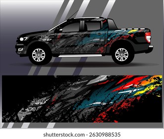 Car wrap design vector. Graphic abstract stripe racing background designs for vehicle, rally, race, adventure and car racing livery