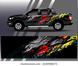 Car wrap design vector. Graphic abstract stripe racing background designs for vehicle, rally, race, adventure and car racing livery