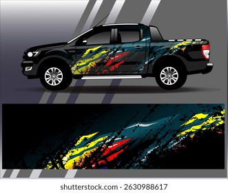 Car wrap design vector. Graphic abstract stripe racing background designs for vehicle, rally, race, adventure and car racing livery