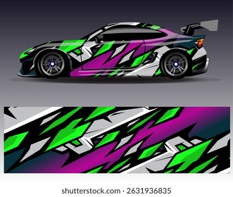 Car wrap design vector. Graphic abstract stripe racing background designs for vehicle, rally, race, adventure and car racing livery