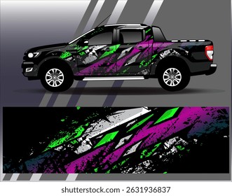 Car wrap design vector. Graphic abstract stripe racing background designs for vehicle, rally, race, adventure and car racing livery