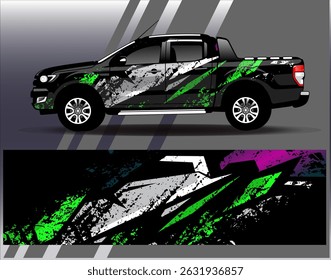 Car wrap design vector. Graphic abstract stripe racing background designs for vehicle, rally, race, adventure and car racing livery