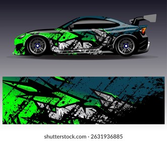 Car wrap design vector. Graphic abstract stripe racing background designs for vehicle, rally, race, adventure and car racing livery