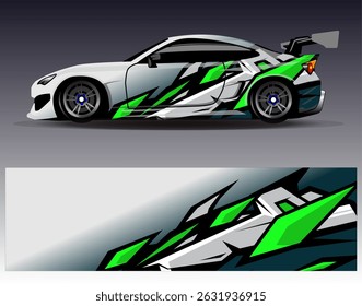 Car wrap design vector. Graphic abstract stripe racing background designs for vehicle, rally, race, adventure and car racing livery