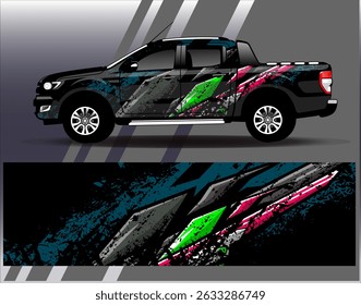 Car wrap design vector. Graphic abstract stripe racing background designs for vehicle, rally, race, adventure and car racing livery