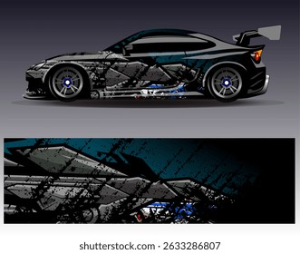 Car wrap design vector. Graphic abstract stripe racing background designs for vehicle, rally, race, adventure and car racing livery