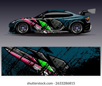 Vetor de design de envoltório de carro. Gráfico abstrato stripe projetos de fundo de corrida para veículo, rali, corrida, aventura e carro de corrida de livery
