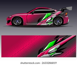 Car wrap design vector. Graphic abstract stripe racing background designs for vehicle, rally, race, adventure and car racing livery