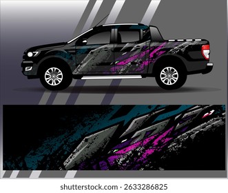 Vector de diseño de envoltura de coche. Diseños abstractos gráficos del fondo de las carreras de la raya para el vehículo, el rally, la carrera, la aventura y la librea de las carreras de coches