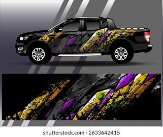 Vector de diseño de envoltura de coche. Diseños abstractos gráficos del fondo de las carreras de la raya para el vehículo, el rally, la carrera, la aventura y la librea de las carreras de coches
