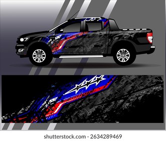 Car wrap design vector. Graphic abstract stripe racing background designs for vehicle, rally, race, adventure and car racing livery