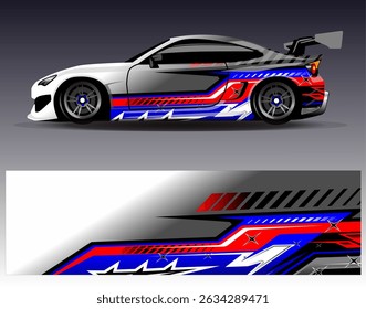 Car wrap design vector. Graphic abstract stripe racing background designs for vehicle, rally, race, adventure and car racing livery
