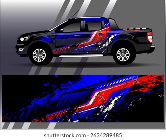 Car wrap design vector. Graphic abstract stripe racing background designs for vehicle, rally, race, adventure and car racing livery