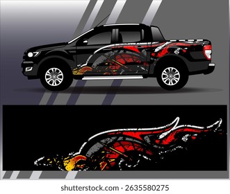 Car wrap design vector. Graphic abstract stripe racing background designs for vehicle, rally, race, adventure and car racing livery