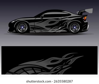 Vector de diseño de envoltura de coche. Diseños abstractos gráficos del fondo de las carreras de la raya para el vehículo, el rally, la carrera, la aventura y la librea de las carreras de coches