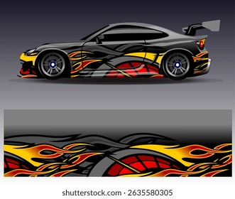 Car wrap design vector. Graphic abstract stripe racing background designs for vehicle, rally, race, adventure and car racing livery