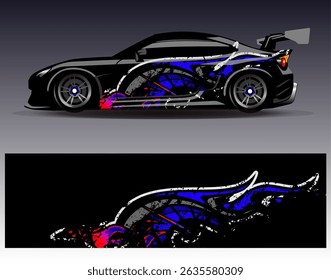 Vetor de design de envoltório de carro. Gráfico abstrato stripe projetos de fundo de corrida para veículo, rali, corrida, aventura e carro de corrida de livery