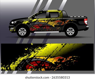 Car wrap design vector. Graphic abstract stripe racing background designs for vehicle, rally, race, adventure and car racing livery