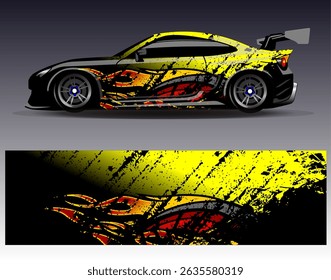 Car wrap design vector. Graphic abstract stripe racing background designs for vehicle, rally, race, adventure and car racing livery