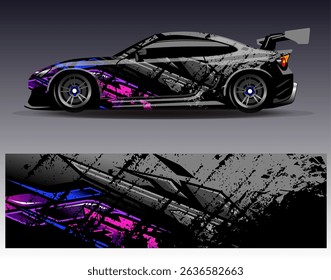 Car wrap design vector. Graphic abstract stripe racing background designs for vehicle, rally, race, adventure and car racing livery	