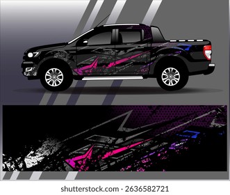 Car wrap design vector. Graphic abstract stripe racing background designs for vehicle, rally, race, adventure and car racing livery	