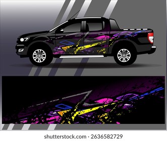 Car wrap design vector. Graphic abstract stripe racing background designs for vehicle, rally, race, adventure and car racing livery	