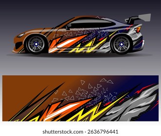 Car wrap design vector. Graphic abstract stripe racing background designs for vehicle, rally, race, adventure and car racing livery