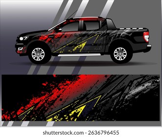 Car wrap design vector. Graphic abstract stripe racing background designs for vehicle, rally, race, adventure and car racing livery