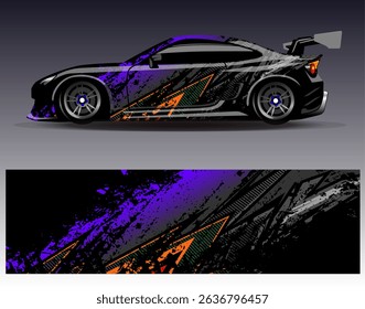 Car wrap design vector. Graphic abstract stripe racing background designs for vehicle, rally, race, adventure and car racing livery