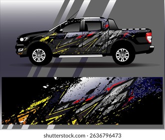 Car wrap design vector. Graphic abstract stripe racing background designs for vehicle, rally, race, adventure and car racing livery