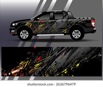 Car wrap design vector. Graphic abstract stripe racing background designs for vehicle, rally, race, adventure and car racing livery