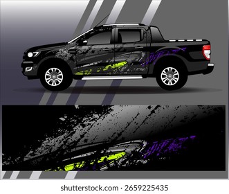 Car wrap design vector. Graphic abstract stripe racing background designs for vehicle, rally, race, adventure and car racing livery