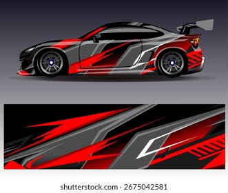 Car wrap design vector. Graphic abstract stripe racing background designs for vehicle, rally, race