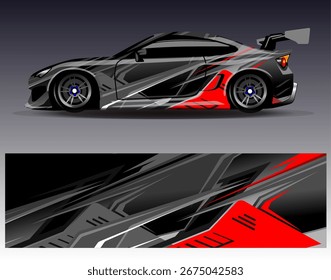 Car wrap design vector. Graphic abstract stripe racing background designs for vehicle, rally, race