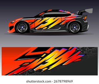 Vector de diseño de envoltura de coche. Diseños abstractos gráficos del fondo de las carreras de la raya para el vehículo, rally, carrera