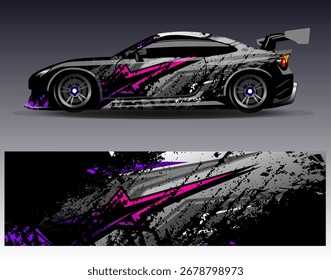 Vector de diseño de envoltura de coche. Diseños abstractos gráficos del fondo de las carreras de la raya para el vehículo, rally, carrera