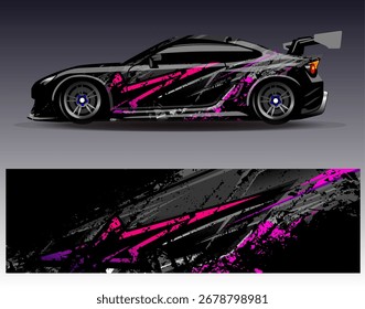 Vector de diseño de envoltura de coche. Diseños abstractos gráficos del fondo de las carreras de la raya para el vehículo, rally, carrera