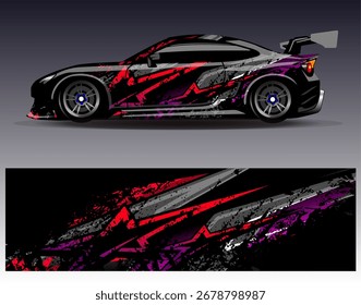 Vector de diseño de envoltura de coche. Diseños abstractos gráficos del fondo de las carreras de la raya para el vehículo, rally, carrera