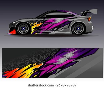 Vector de diseño de envoltura de coche. Diseños abstractos gráficos del fondo de las carreras de la raya para el vehículo, rally, carrera