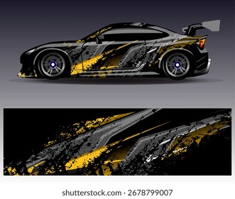 Vector de diseño de envoltura de coche. Diseños abstractos gráficos del fondo de las carreras de la raya para el vehículo, rally, carrera