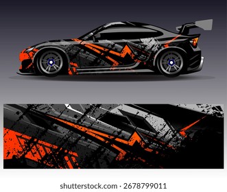 Vector de diseño de envoltura de coche. Diseños abstractos gráficos del fondo de las carreras de la raya para el vehículo, rally, carrera
