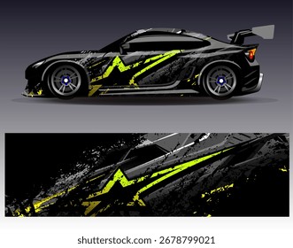 Vetor de design de envoltório de carro. Projeto gráfico abstrato de pista de corrida de stripe para veículo, rali, corrida