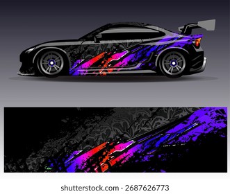 Car wrap design vector. Graphic abstract stripe racing background designs for vehicle, rally, race, adventure and car racing livery