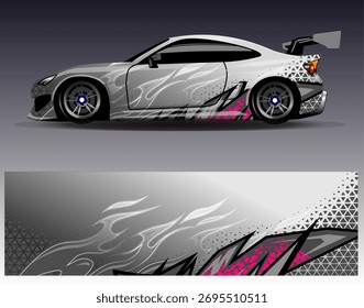 Vector de diseño de envoltura de coche. Diseños abstractos gráficos del fondo de las carreras de la raya para el vehículo, el rally, la carrera, la aventura y la librea de las carreras de coches