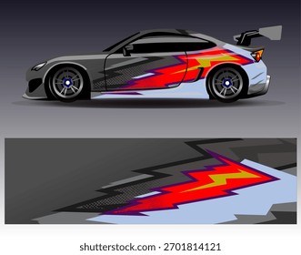 Car wrap design vector. Graphic abstract stripe racing background designs for vehicle, rally, race, adventure and car racing livery