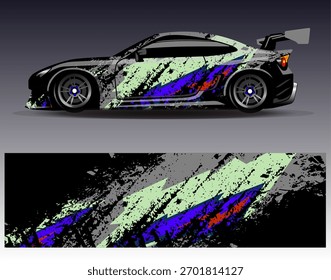 Car wrap design vector. Graphic abstract stripe racing background designs for vehicle, rally, race, adventure and car racing livery