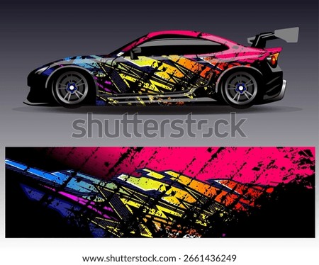 Car wrap design vector. Graphic abstract stripe racing background designs for vehicle, rally, race, adventure and car racing livery