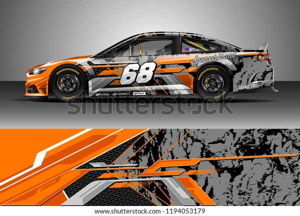 Car wrap design vector. Graphic abstract\
stripe racing background kit designs for wrap vehicle, race car,\
nascar car, rally, adventure and\
livery